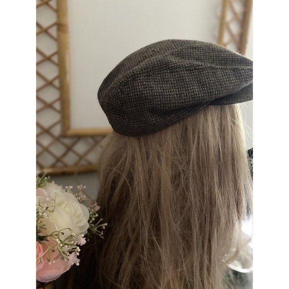 Vintage‎ Men’s Wool Brown Gray Tweed Driver Cap Union Made Marked M Fits S Lined - Picture 6 of 16